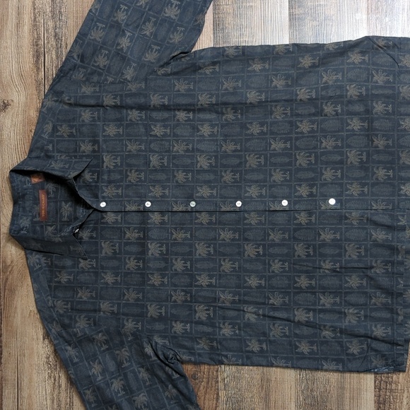 Tori Richard Mens Hawaiian Shirt Sz L 70% Silk Blend Palm Trees Peach Button Up - Picture 1 of 8